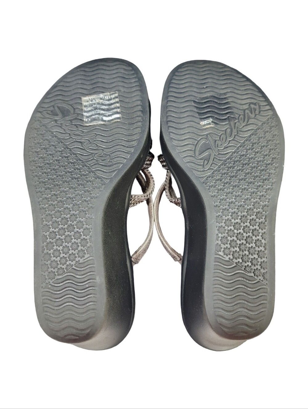 Skechers Cali Rumble On Classy Way Pewter Wedge Sandals Multi Strap Slide Womens - Picture 8 of 15